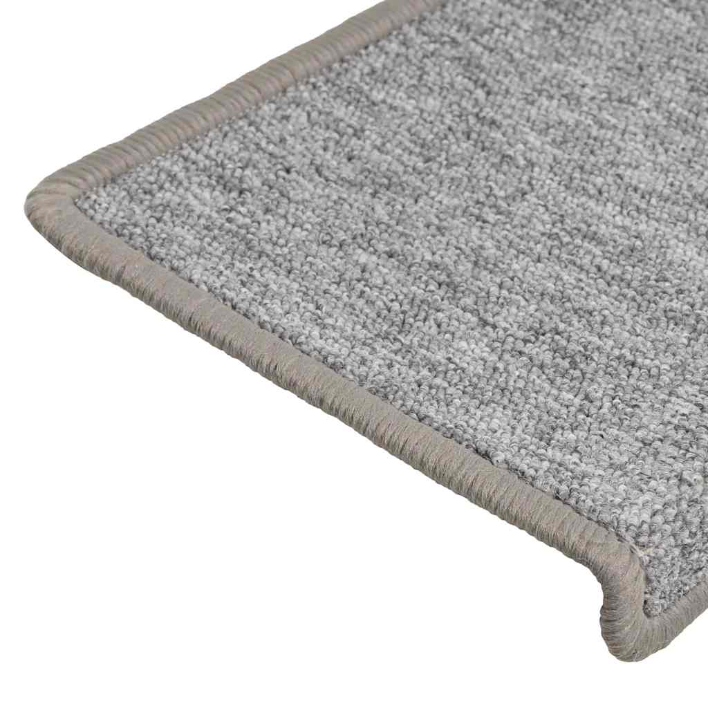 Tappetini per scale 15 pz 65x21x4 cm Grigio chiaro Bordo rettangolare