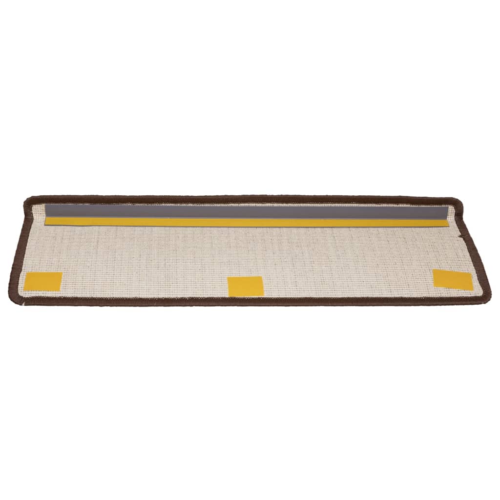 Tappetini per scale 15 pz 65x21x4 cm Marrone Bordo rettangolare