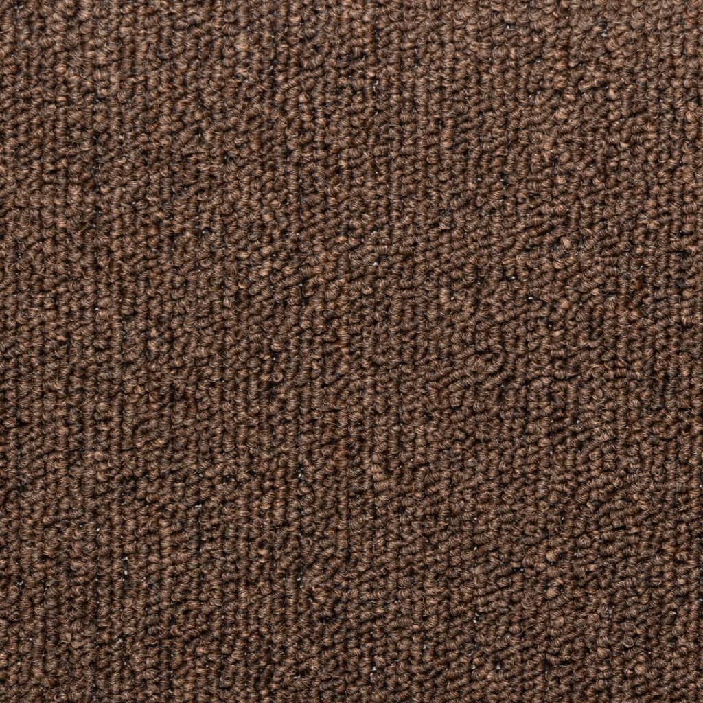 Tappetini per scale 15 pz 65x21x4 cm Marrone Bordo rettangolare