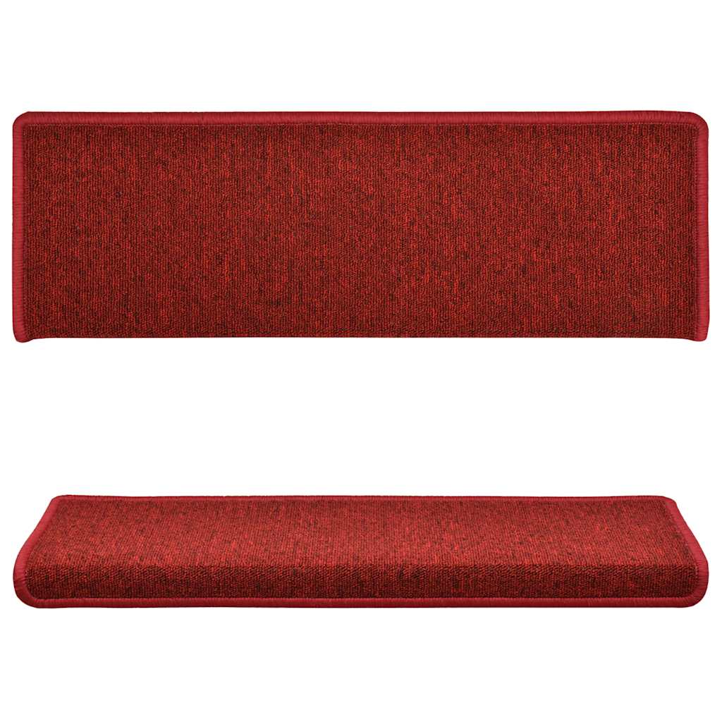 Tappetini per scale 15 pz 65x21x4 cm Rossi rettangolare