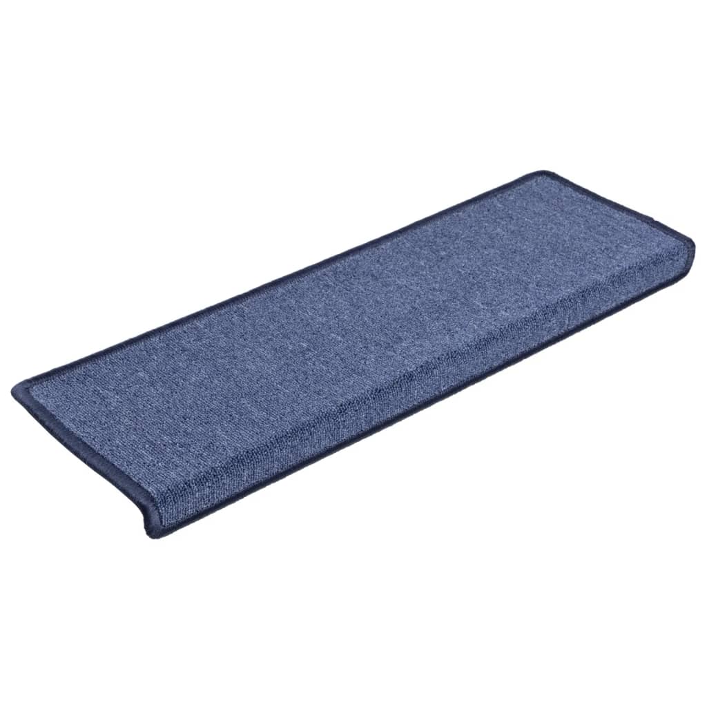 Tappetini per scale 15 pz 65x21x4 cm blu bordo rettangolare