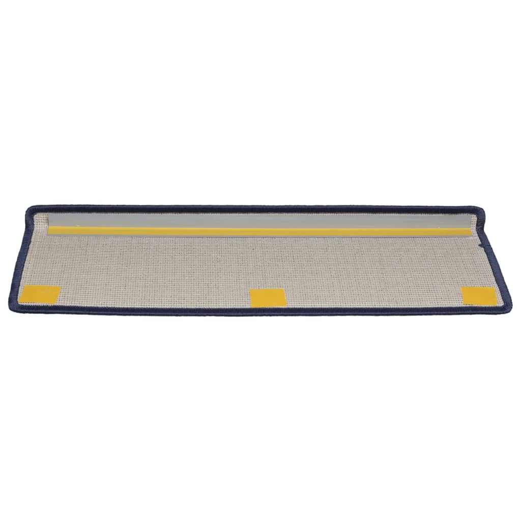 Tappetini per scale 15 pz 65x21x4 cm blu bordo rettangolare