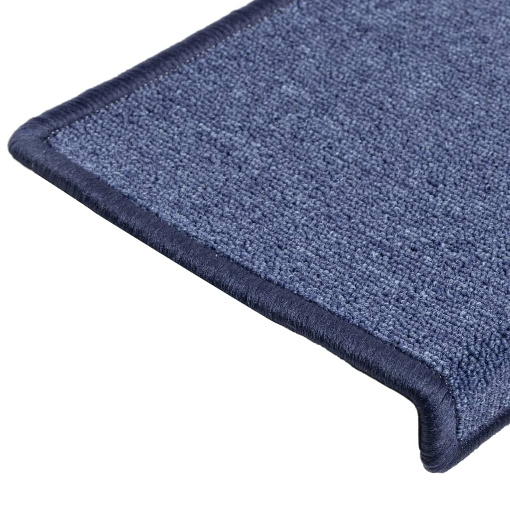Tappetini per scale 15 pz 65x21x4 cm blu bordo rettangolare