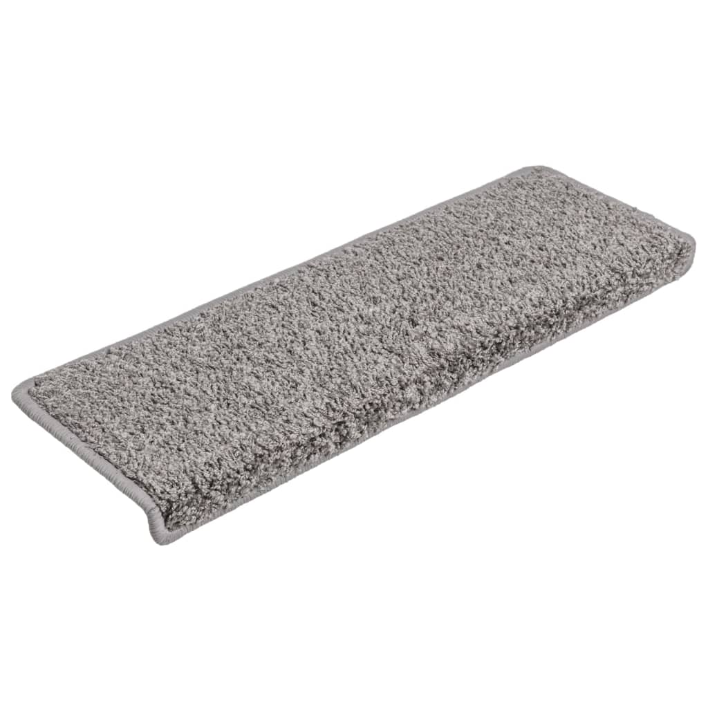 Tappetini per scale 15 pz 65x21x4 cm Grigio Bordo rettangolare