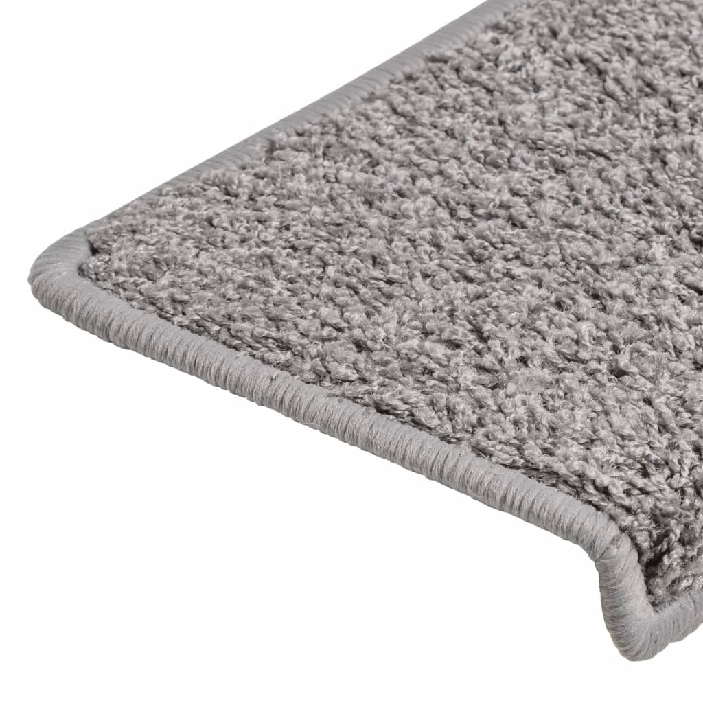 Tappetini per scale 15 pz 65x21x4 cm Grigio Bordo rettangolare