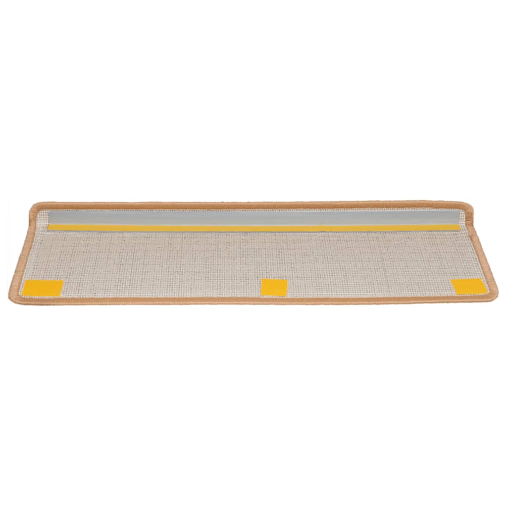 Tappetini per scale 15 pz 65x21x4 cm Beige Bordo rettangolare