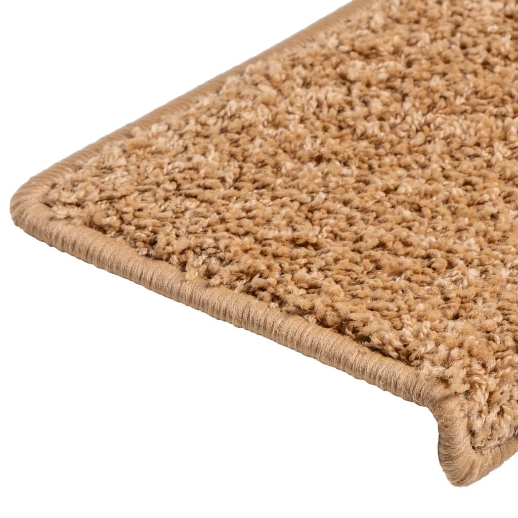 Tappetini per scale 15 pz 65x21x4 cm Beige Bordo rettangolare