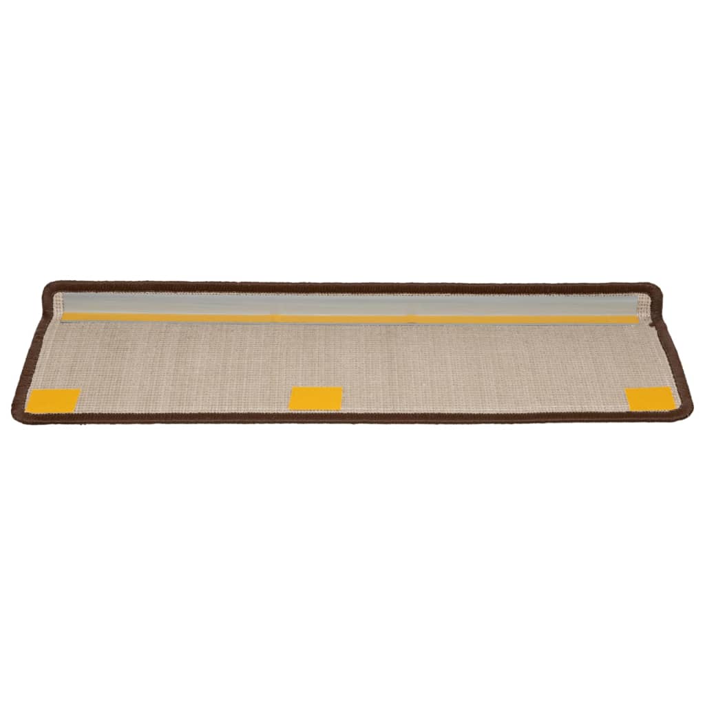 Tappetini per scale 15 pz 65x21x4 cm Marrone Bordo rettangolare