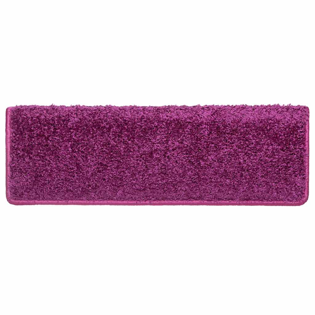 Tappetini per scale 15 pz 65x21x4 cm Viola Bordo rettangolare