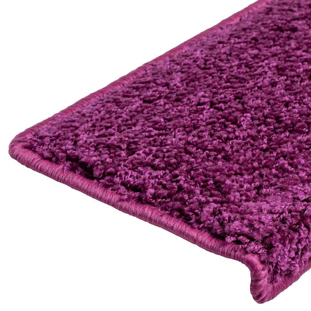 Tappetini per scale 15 pz 65x21x4 cm Viola Bordo rettangolare