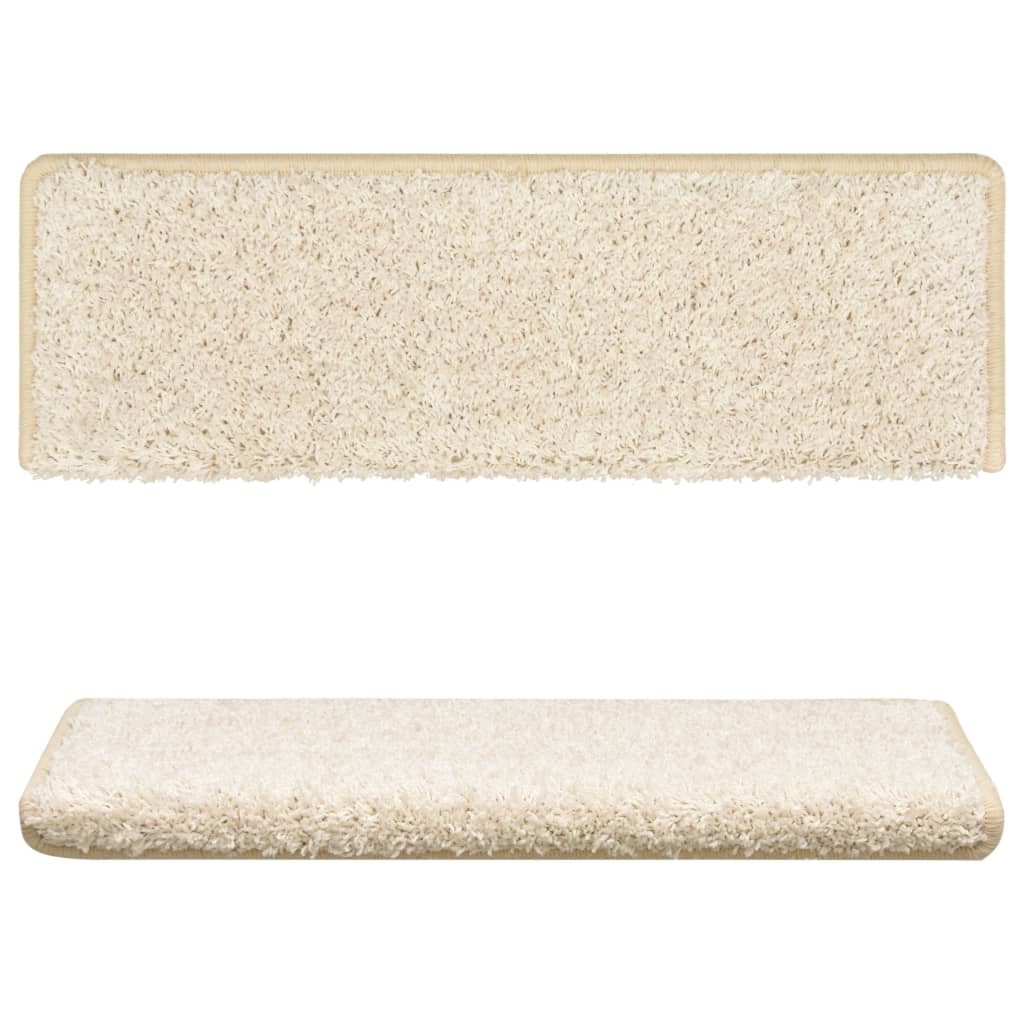 Tappetini per scale 15 pz 65x21x4 cm bianchi con bordo rettangolare