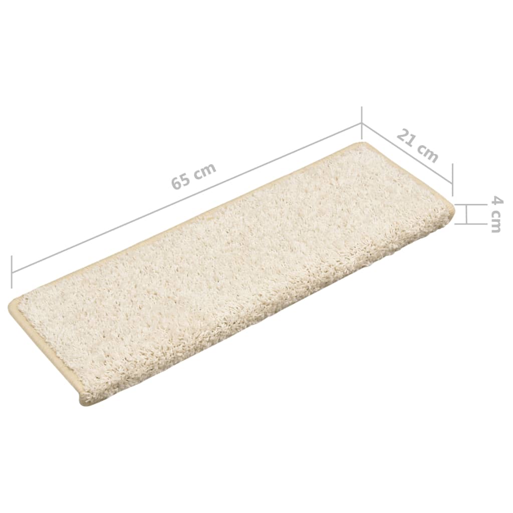 Tappetini per scale 15 pz 65x21x4 cm bianchi con bordo rettangolare