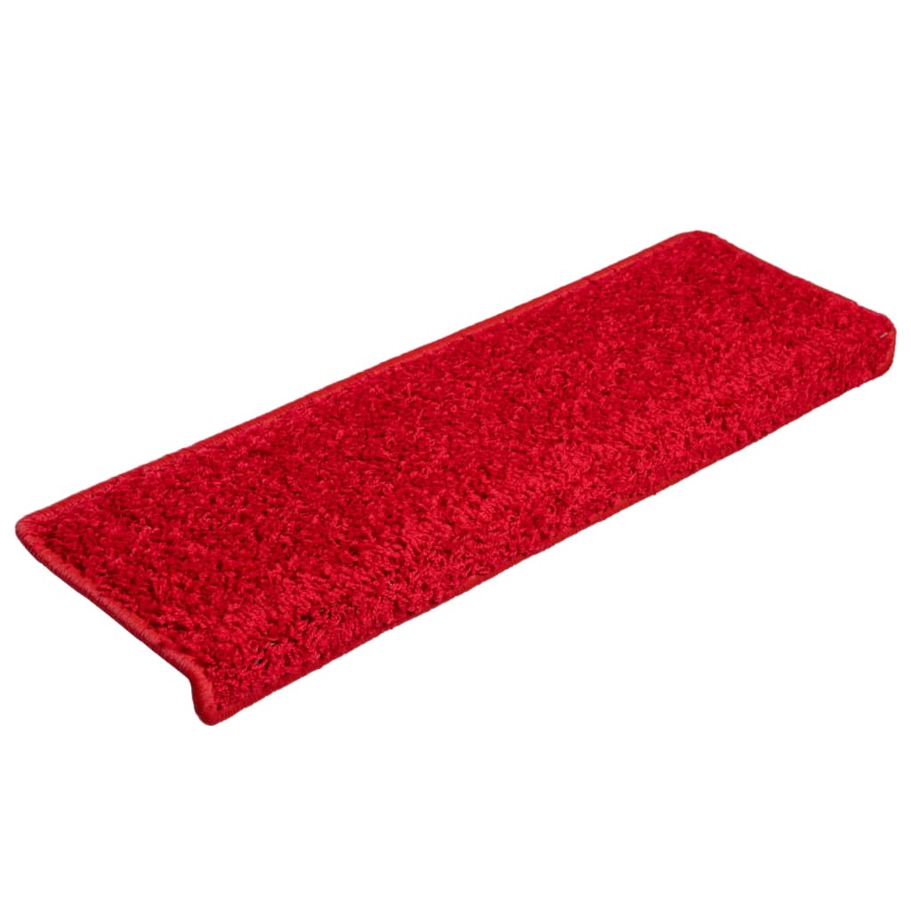 Tappetini per scale 15 pz 65x21x4 cm Rosso Bordo rettangolare