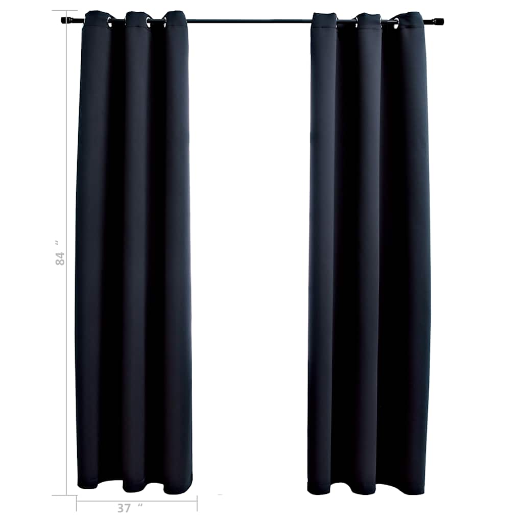 Tende oscuranti con anelli 2 pz Nero 97x213 cm Tessuto