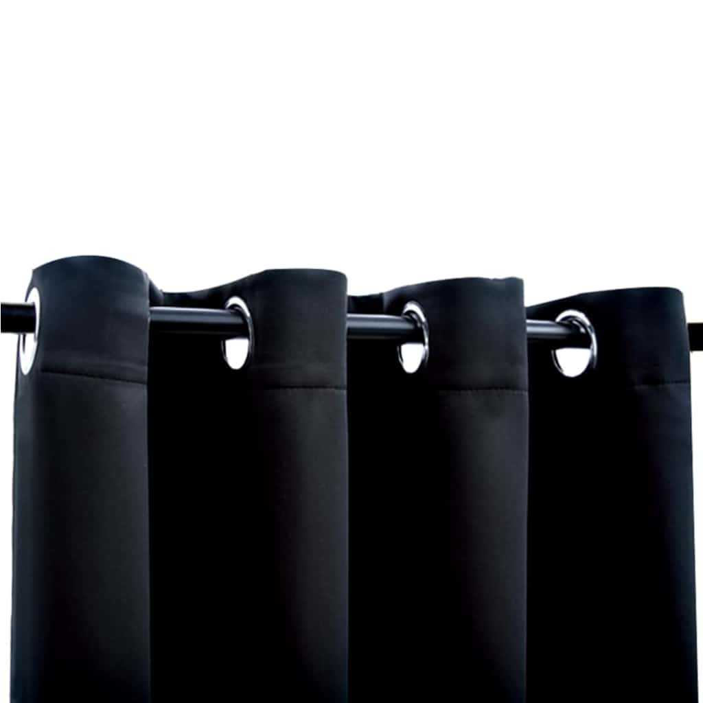 Tende oscuranti con anelli 2 pz Nero 137x213 cm Tessuto