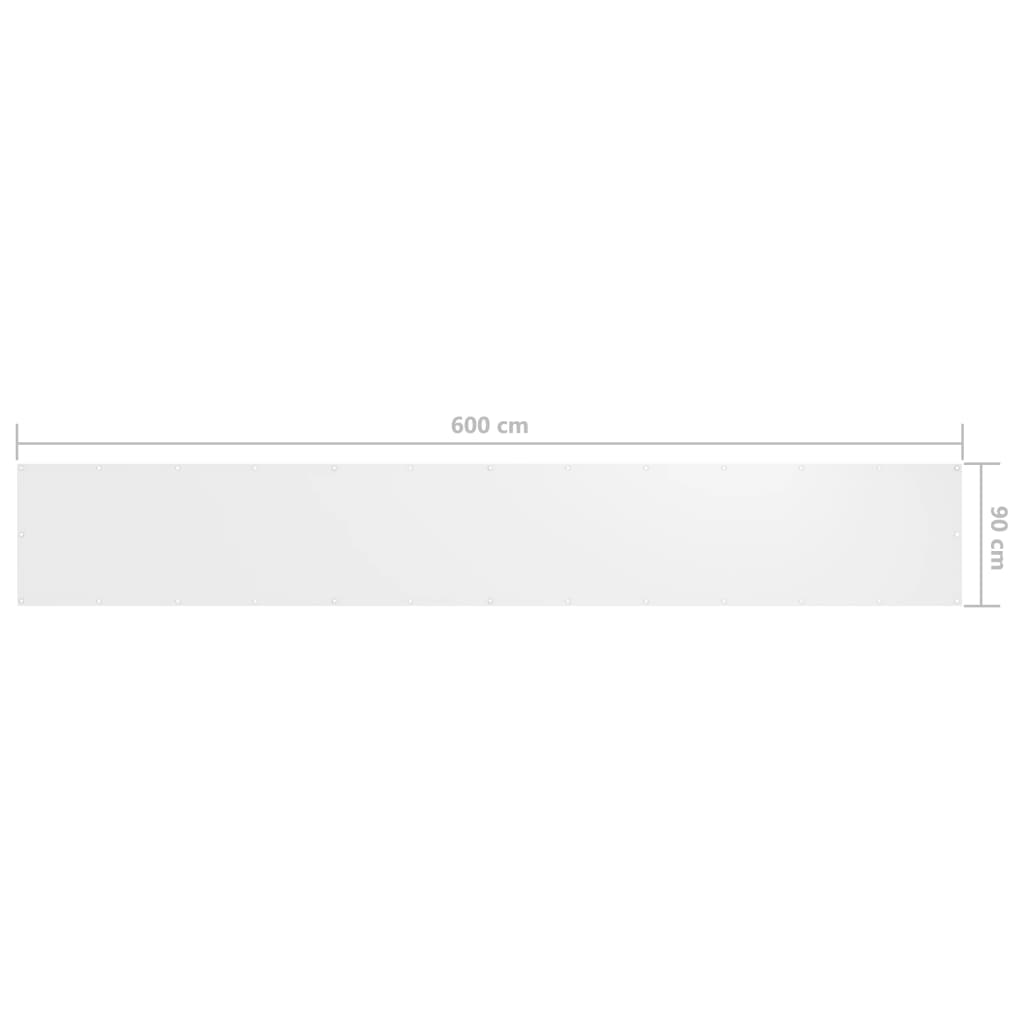 Paravento da Balcone Bianco 90x600 cm in Tessuto Oxford