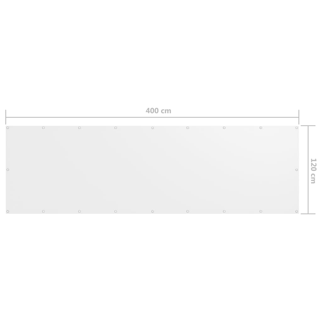 Paravento Balcone Bianco 120x400 cm Tessuto Oxford