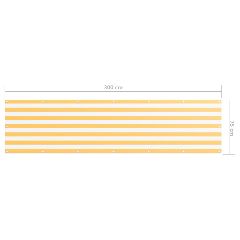 Paravento da Balcone Bianco e Giallo 75x300 cm Tessuto Oxford