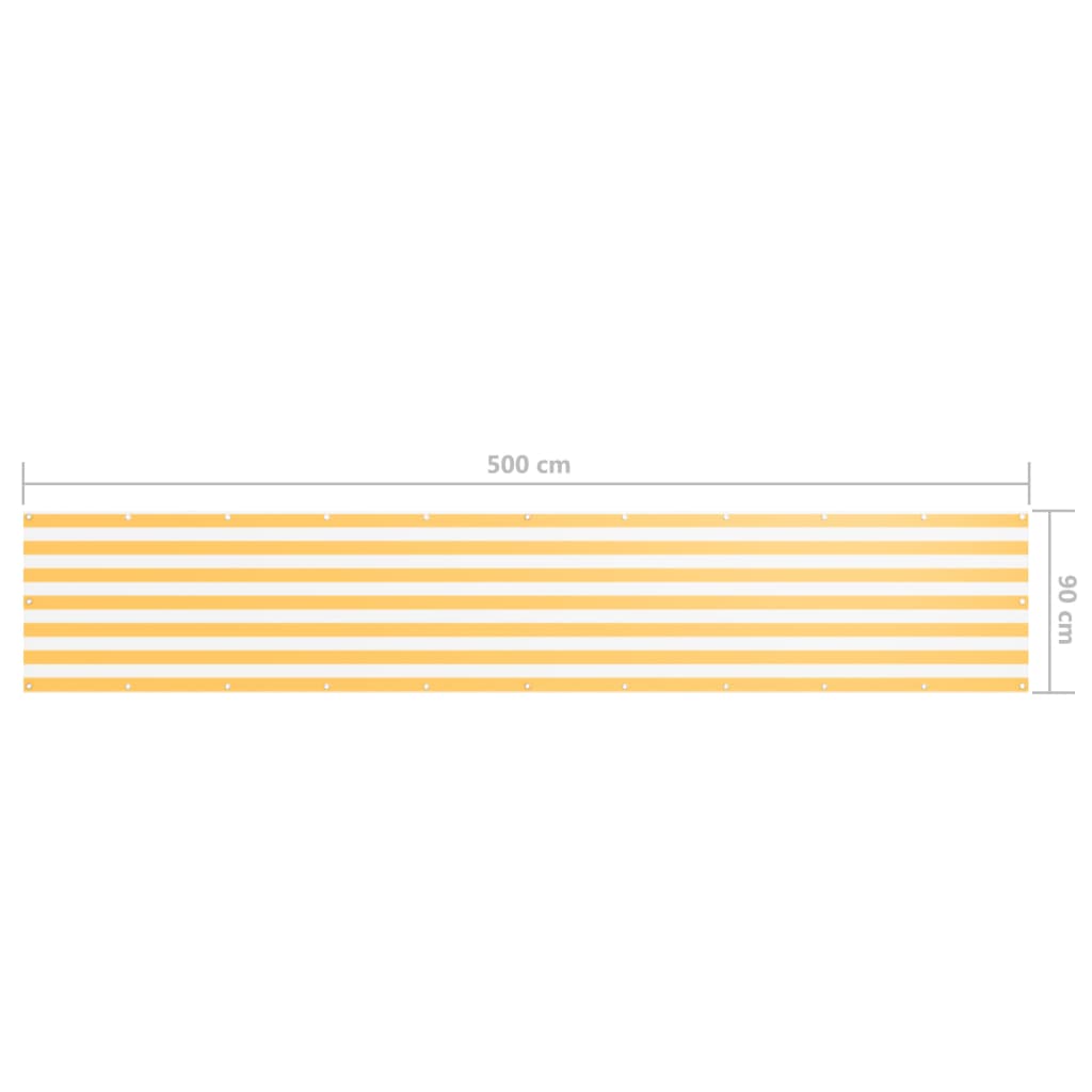Paravento Balcone Bianco e Giallo 90x500 cm Tessuto Oxford