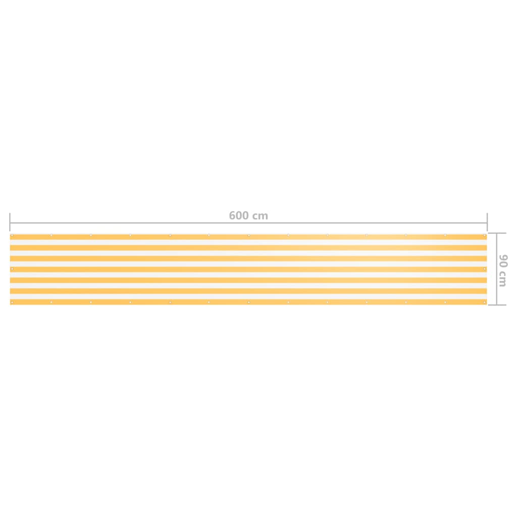 Paravento Balcone Bianco e Giallo 90x600 cm Tessuto Oxford