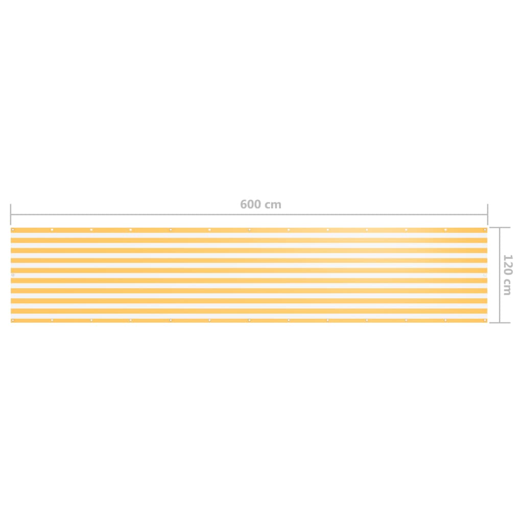 Paravento Balcone Bianco e Giallo 120x600 cm Tessuto Oxford
