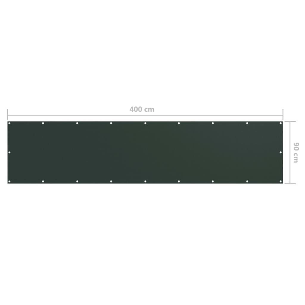 Paravento da Balcone Verde Scuro 90x400 cm Tessuto Oxford