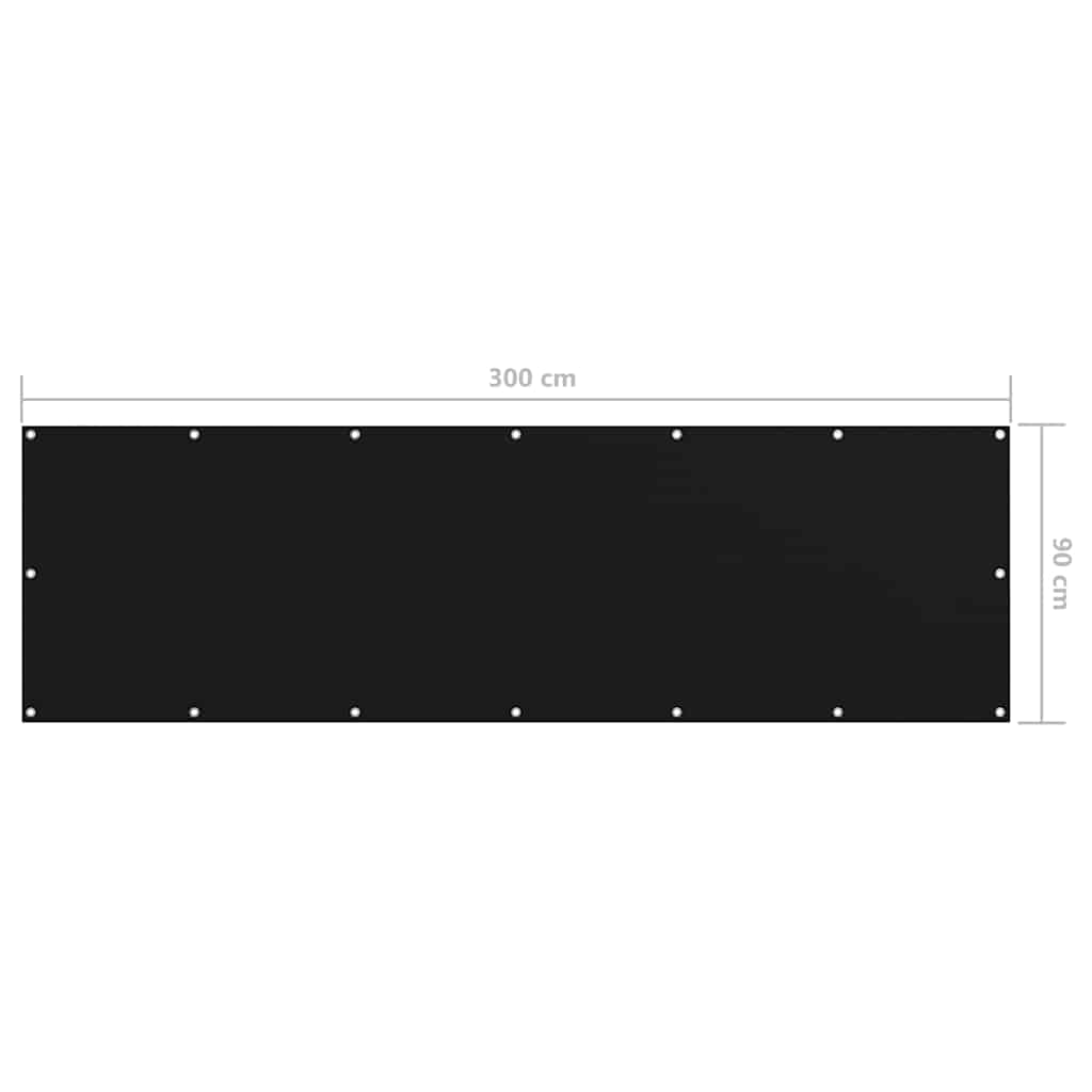 Paravento da Balcone Nero 90x300 cm in Tessuto Oxford