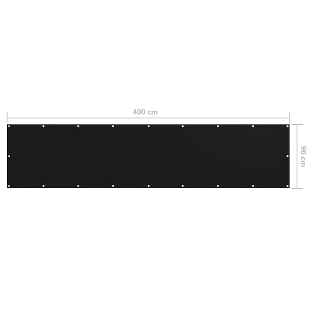 Paravento Balcone Nero 90x400 cm in Tessuto Oxford