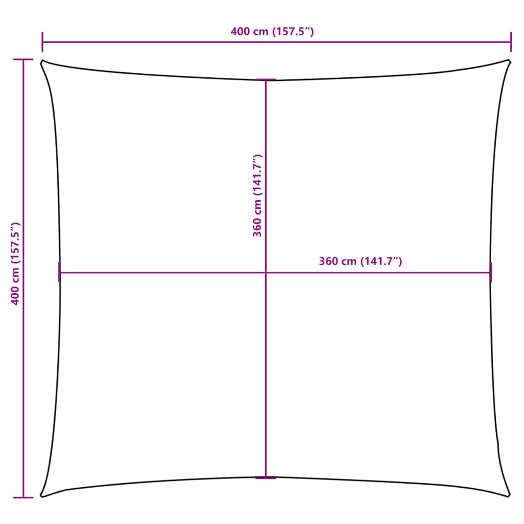 Vela Parasole in Tela Oxford Quadrata 4x4 m Antracite