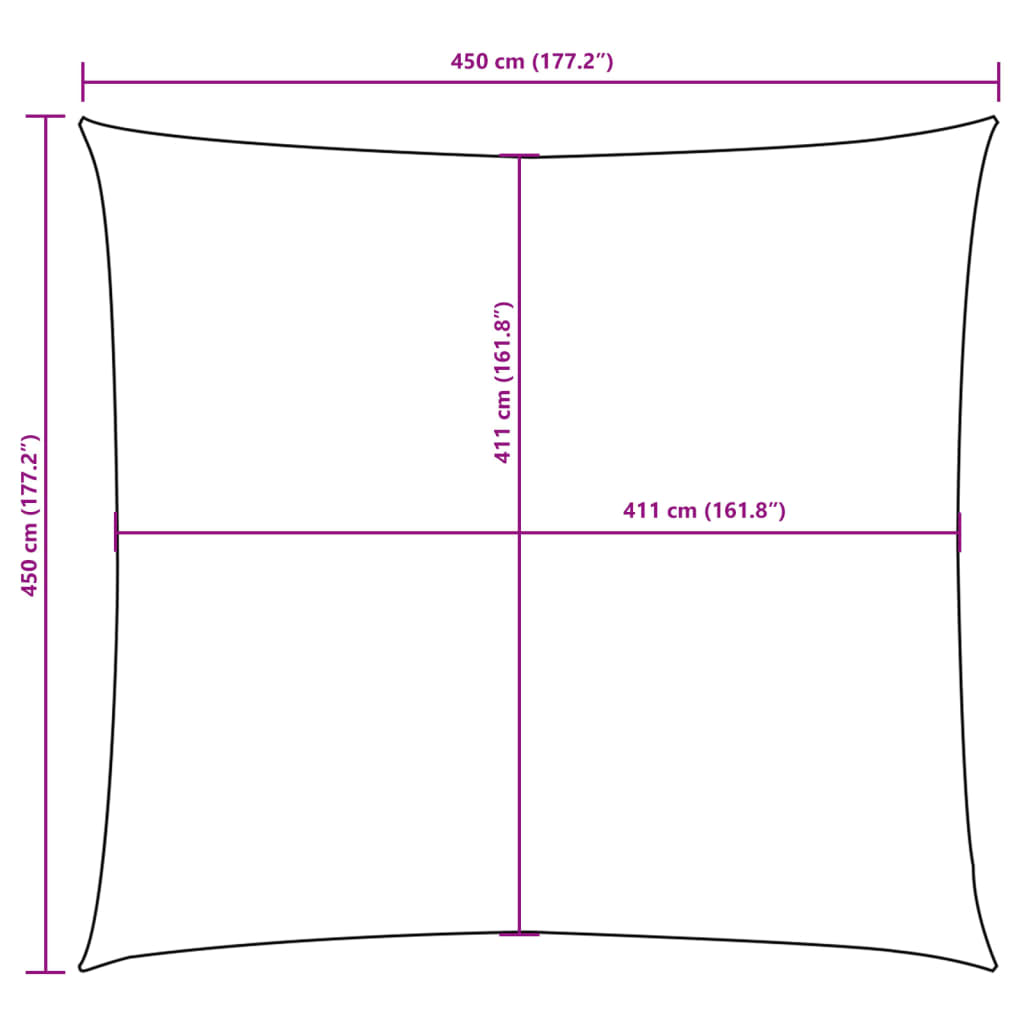 Vela Parasole in Tela Oxford Quadrata 4,5x4,5 m Antracite