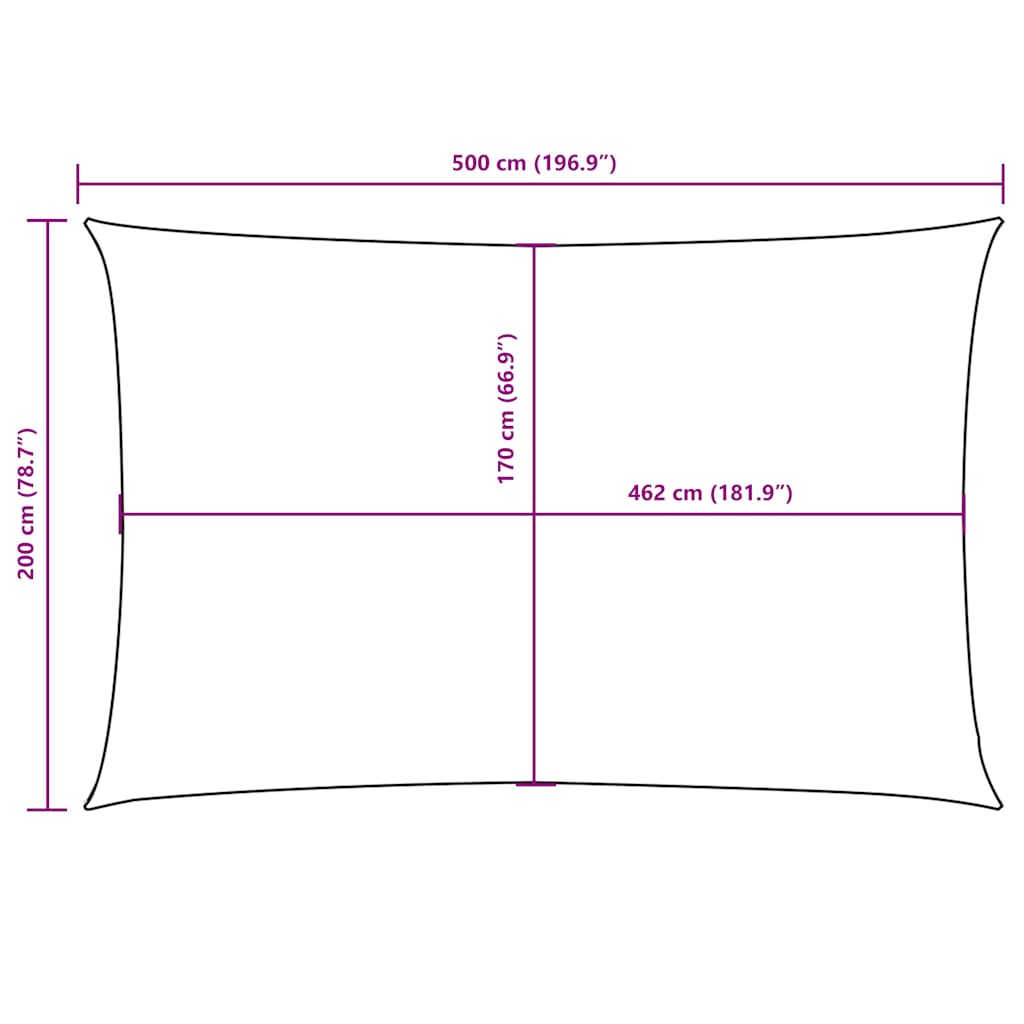 Parasole a Vela Oxford Rettangolare 2x5 m Antracite