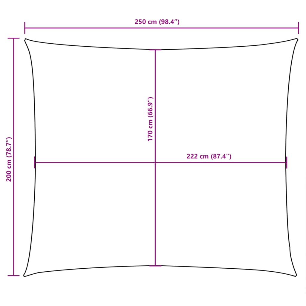 Parasole a Vela Oxford Rettangolare 2x2,5 m Beige