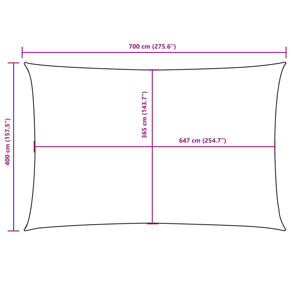 Parasole a Vela Oxford Rettangolare 4x7 m Beige