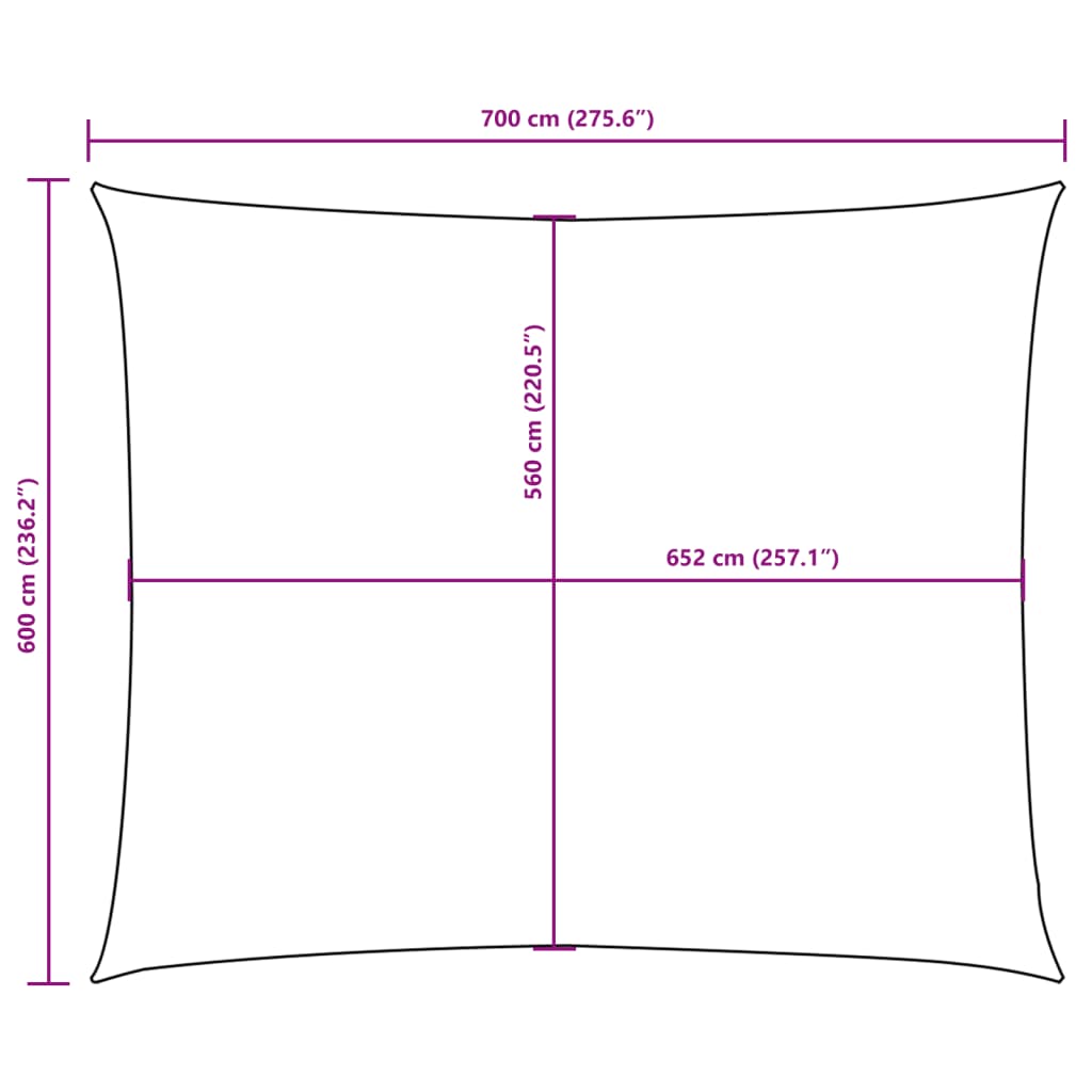 Parasole a Vela Oxford Rettangolare 6x7 m Beige