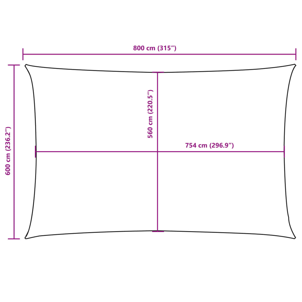 Parasole a Vela Oxford Rettangolare 6x8 m Beige