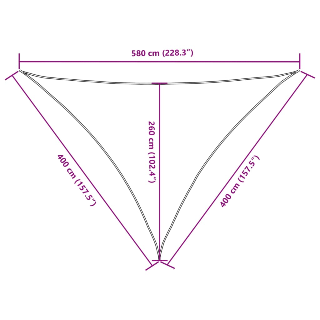 Parasole a Vela Oxford Triangolare 4x4x5,8 m Beige