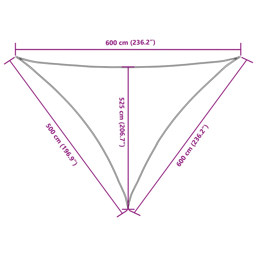 Parasole a Vela Oxford Triangolare 5x6x6 m Beige