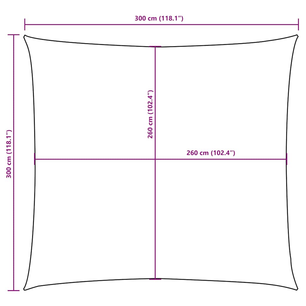 Vela Parasole in Tela Oxford Quadrata 3x3 m Crema