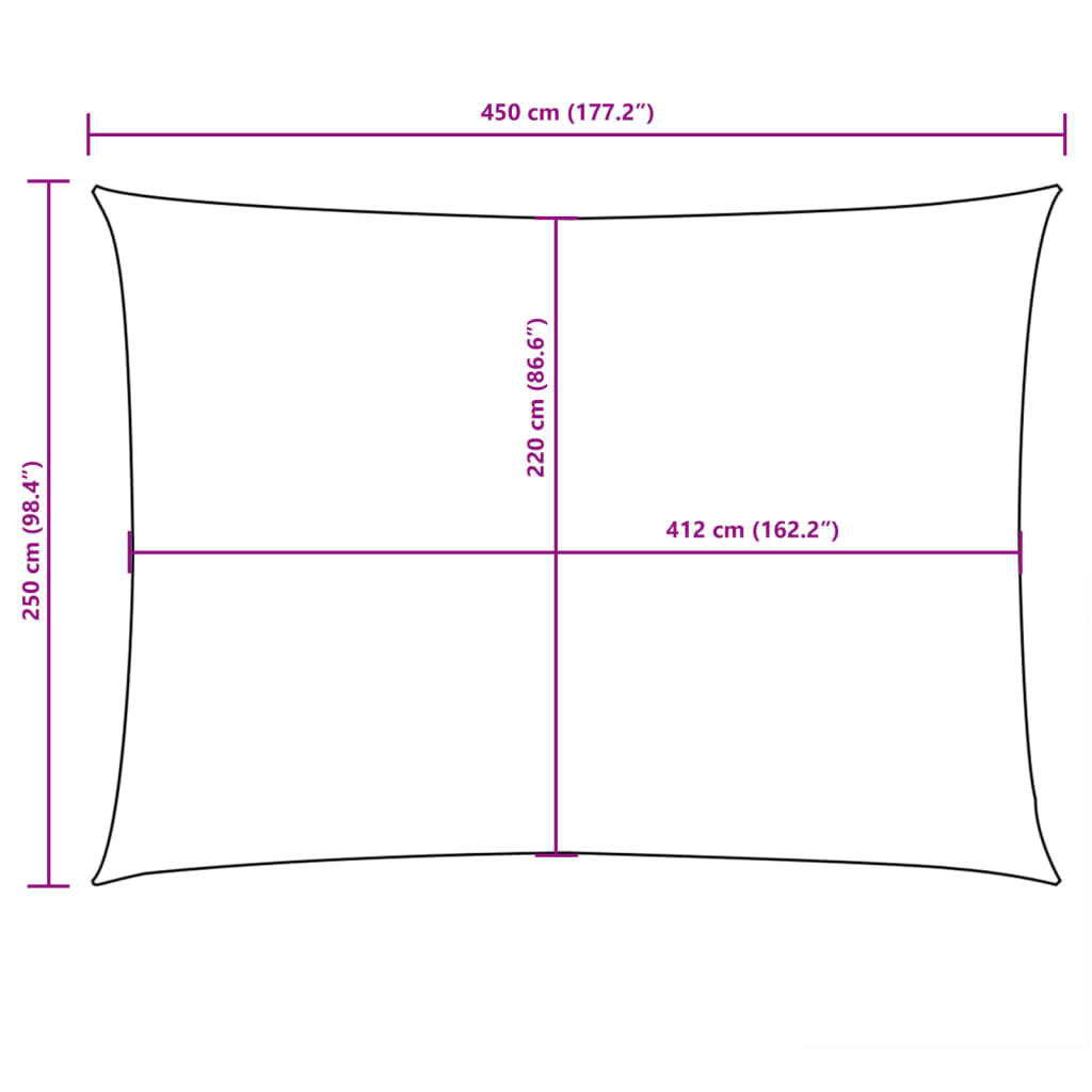 Parasole a Vela Oxford Rettangolare 2,5x4,5 m Crema