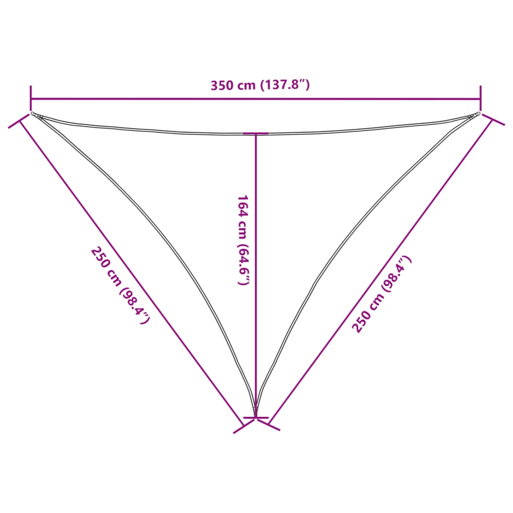 Parasole a Vela Oxford Triangolare 2,5x2,5x3,5 m Crema