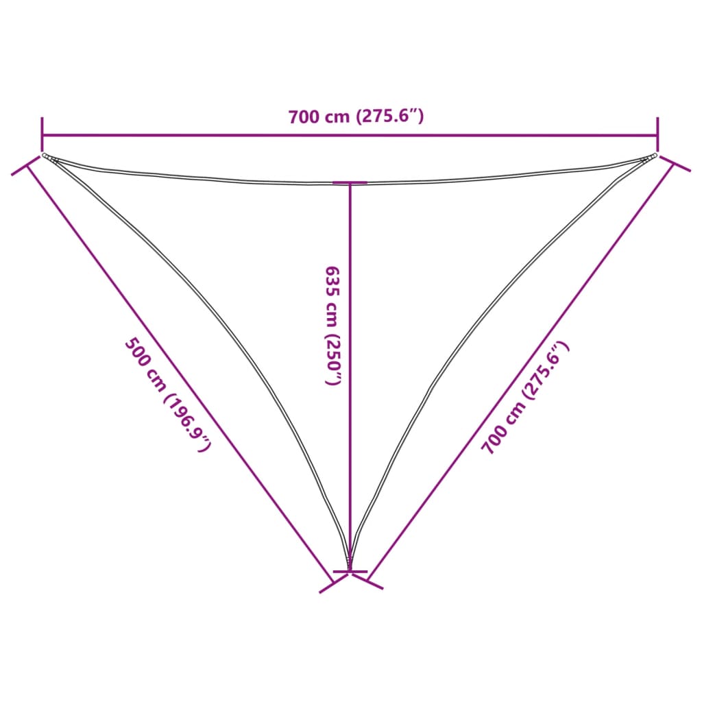 Parasole a Vela in Tessuto Oxford Triangolare 5x7x7m Crema