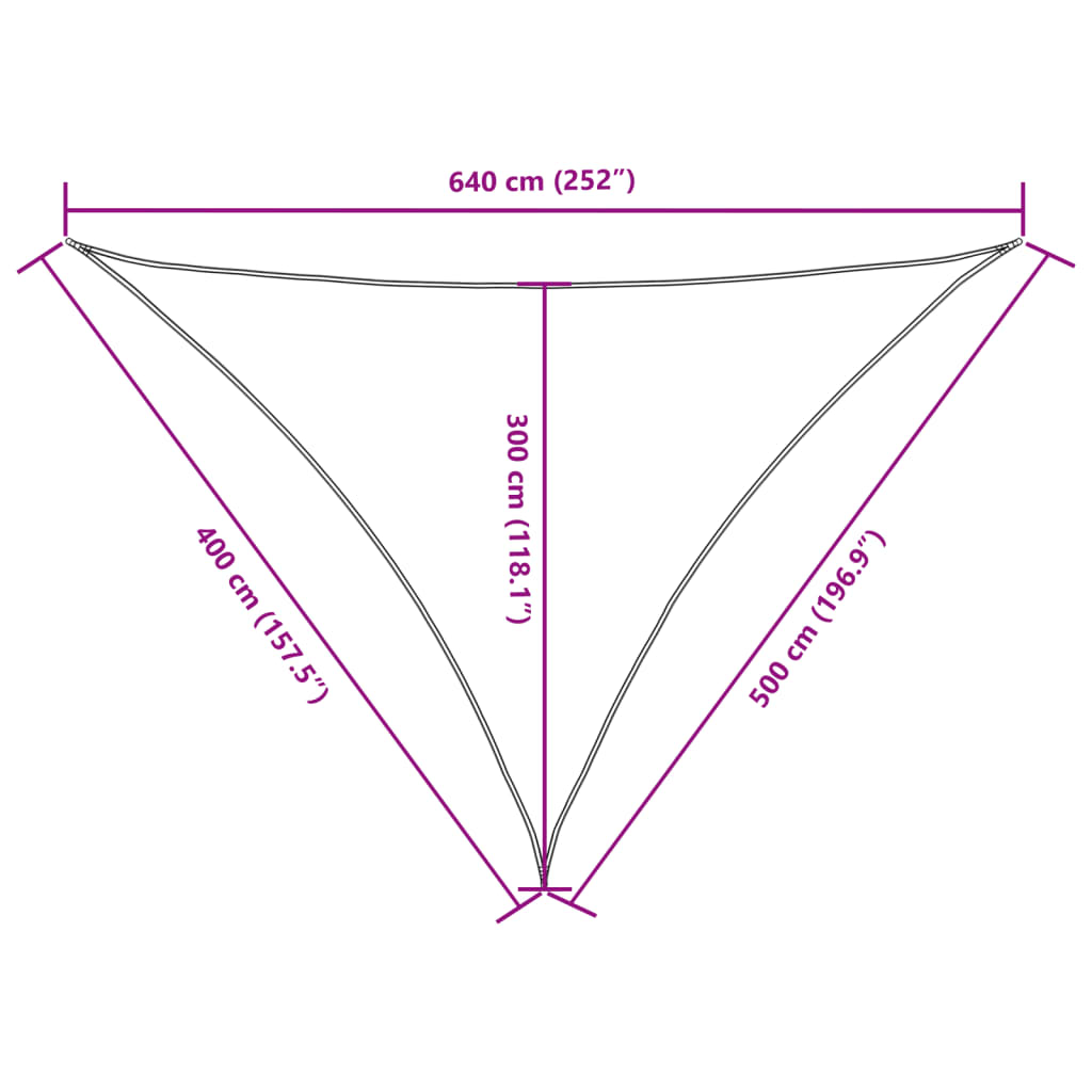 Parasole a Vela Oxford Triangolare 4x5x6,4 m Crema