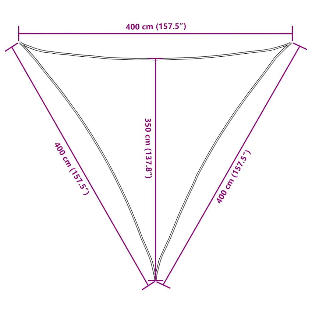 Parasole a Vela Oxford Triangolare 4x4x4 m Bianco