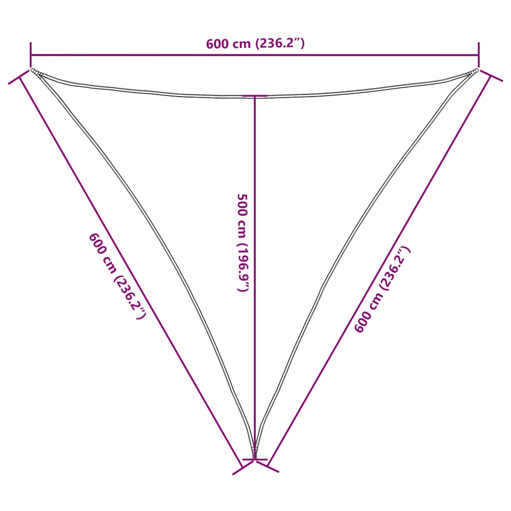 Parasole a Vela in Tessuto Oxford Triangolare 6x6x6 m Bianco