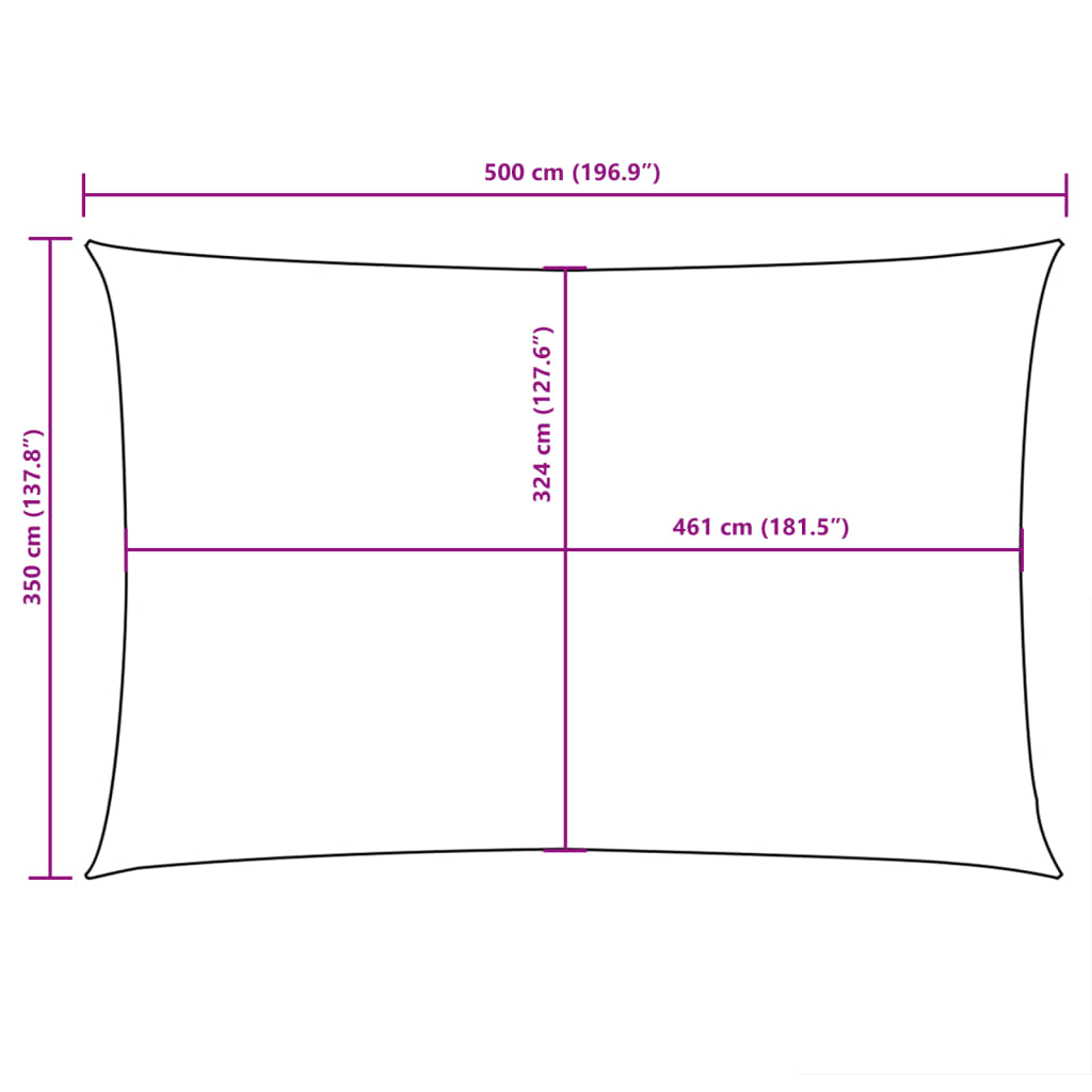 Parasole a Vela Tessuto Oxford Rettangolare 3,5x5m Terracotta