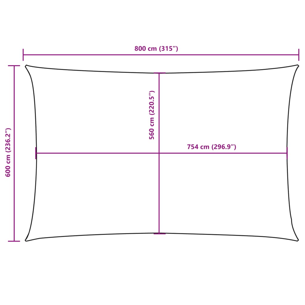 Parasole a Vela Oxford Rettangolare 6x8 m Talpa