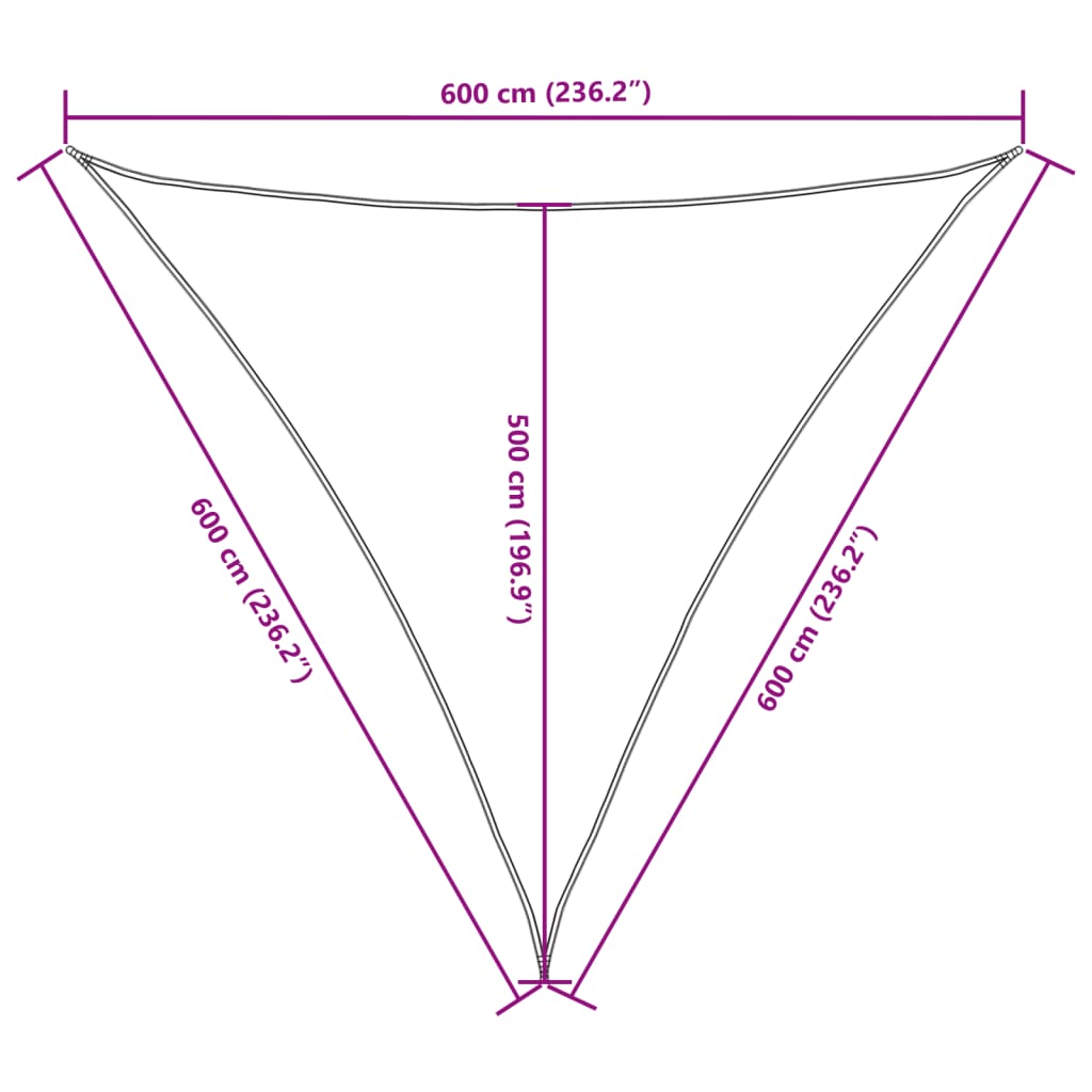 Parasole a Vela Oxford Triangolare 6x6x6 m Grigio Talpa