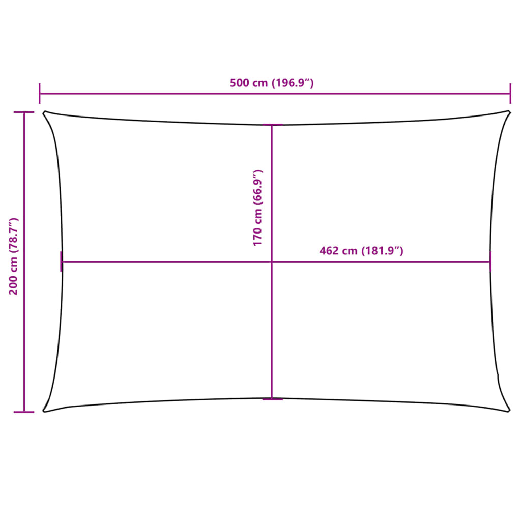 Parasole a Vela Oxford Rettangolare 2x5 m Verde Scuro