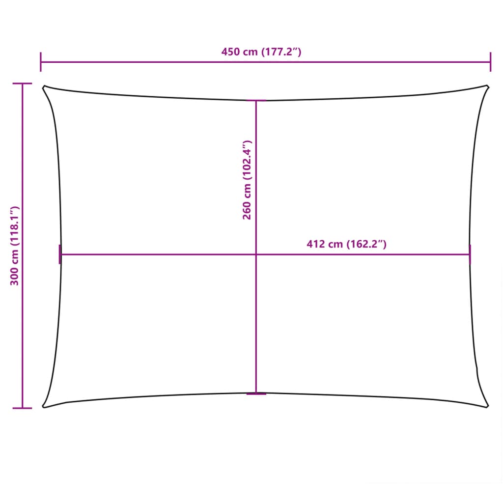 Parasole a Vela Oxford Rettangolare 3x4,5 m Verde Scuro