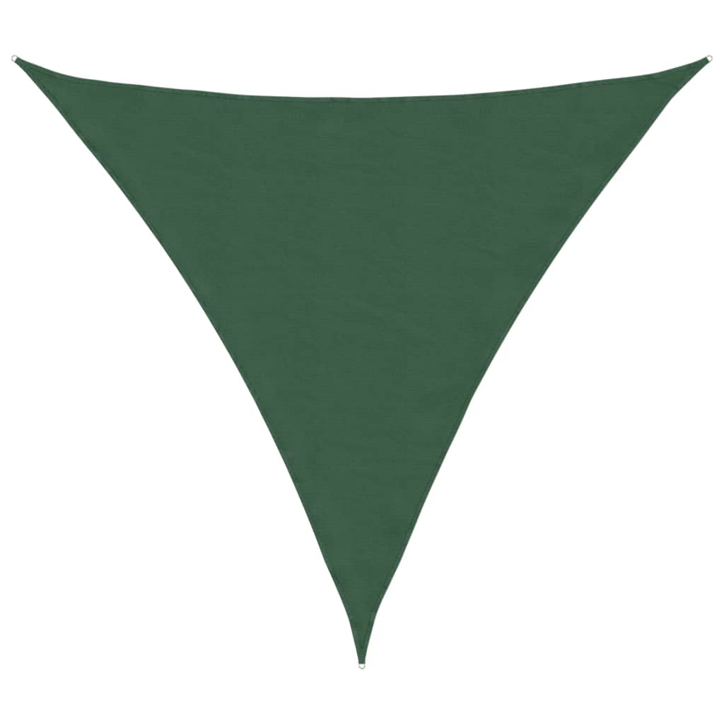 Parasole a Vela Tessuto Oxford Triangolare 5x5x5 m Verde Scuro